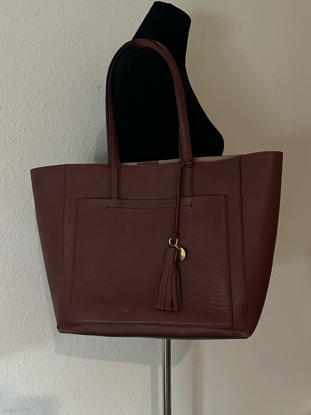 Cole Haan Rust Brown Leather Tote with Tassel - Picture 12 of 12